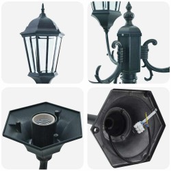Lampadaire de jardin 3 lampes E27 Vert 220 cm Aluminium 