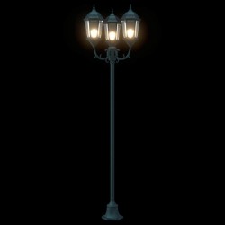 Lampadaire de jardin 3 lampes E27 Vert 220 cm Aluminium 