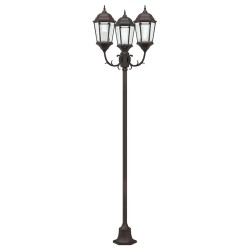 Poteau de lumière de jardin 3 lampes E27 Bronze 220 cm Aluminium 