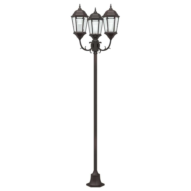 Poteau de lumière de jardin 3 lampes E27 Bronze 220 cm Aluminium 