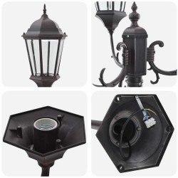 Poteau de lumière de jardin 3 lampes E27 Bronze 220 cm Aluminium 