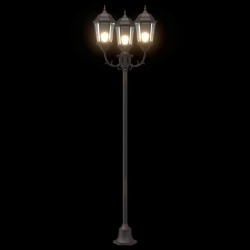 Poteau de lumière de jardin 3 lampes E27 Bronze 220 cm Aluminium 