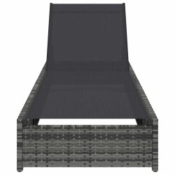 Chaise longue Grise 60x200x27 cm en Poly Rattan 