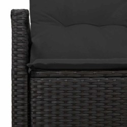 Canapé de jardin 2 places avec coussins en rattan poly noir 