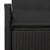 Canapé de jardin 2 places avec coussins en rattan poly noir 