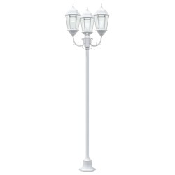Lampadaire de jardin 3 lampes E27 Blanc 220 cm Aluminium 