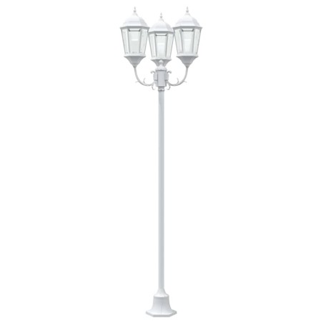 Lampadaire de jardin 3 lampes E27 Blanc 220 cm Aluminium 