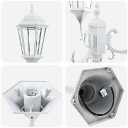 Lampadaire de jardin 3 lampes E27 Blanc 220 cm Aluminium 