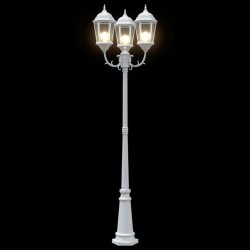 Lampadaire de jardin 3 lampes E27 Blanc 220 cm Aluminium 