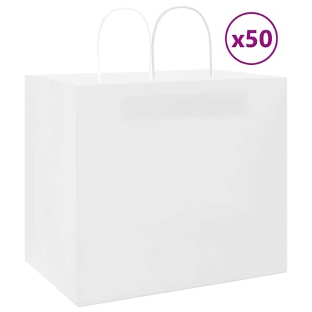 Sacs en papier 50 pcs avec poignées blanc 32x22x28 cm 