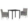 Ensemble de jardin 3 pièces en poly rotin gris 