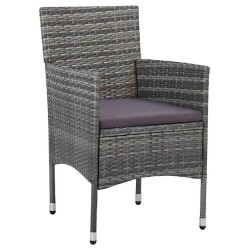 Ensemble de jardin 3 pièces en poly rotin gris 