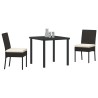 Set de jardin de 3 pièces en poly rotin noir 