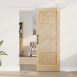 Porte coulissante avec quincaillerie 73,5x198,5 cm en bois de pin massif 