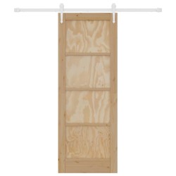 Porte coulissante avec quincaillerie 73,5x198,5 cm en bois de pin massif 