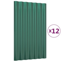 Panneaux de toiture 12 pcs Acier enduit de poudre Vert 60x36 cm 