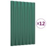 Panneaux de toiture 12 pcs Acier enduit de poudre Vert 60x36 cm 