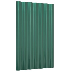 Panneaux de toiture 12 pcs Acier enduit de poudre Vert 60x36 cm 