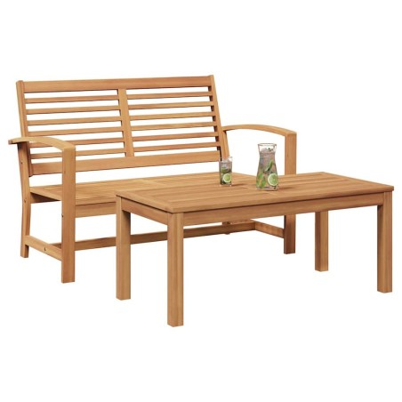 Ensemble de canapé de jardin 2 pcs Marron Bois de teck massif 