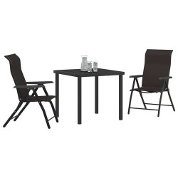 Ensemble de repas de jardin 3 pièces en polyrotin noir 