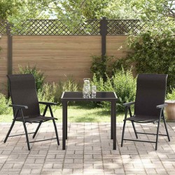 Ensemble de repas de jardin 3 pièces en polyrotin noir 