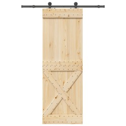 Porte coulissante et kit de quincaillerie 80x210 cm pin massif 