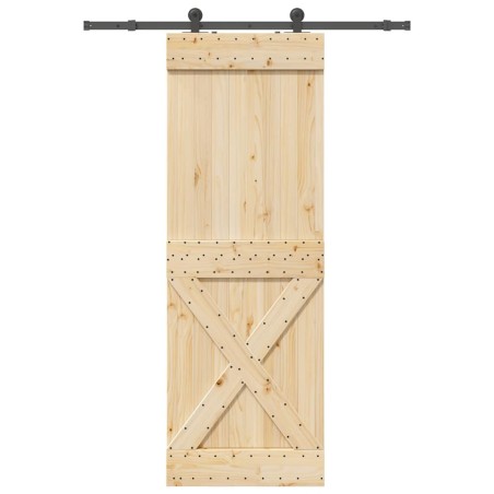 Porte coulissante et kit de quincaillerie 80x210 cm pin massif 