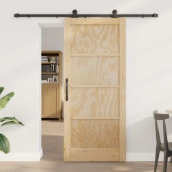 Porte coulissante avec kit de quincaillerie 86x198,5 cm en bois massif de pin 
