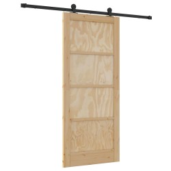 Porte coulissante avec kit de quincaillerie 86x198,5 cm en bois massif de pin 