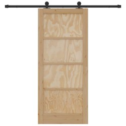 Porte coulissante avec kit de quincaillerie 86x198,5 cm en bois massif de pin 