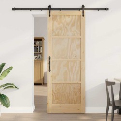 Porte Coulissante avec Accessoires 78x211 cm Bois Massif en Pin 