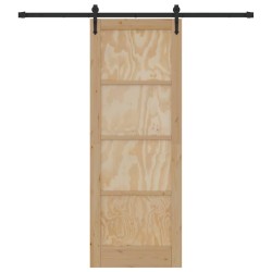 Porte Coulissante avec Accessoires 78x211 cm Bois Massif en Pin 