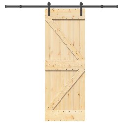Porte coulissante et kit de quincaillerie 70x210 cm pin massif 