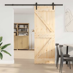Porte coulissante et kit de quincaillerie 70x210 cm pin massif 