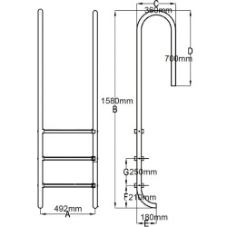 Échelle de piscine à 3 échelons Acier inoxydable 304 120 cm  