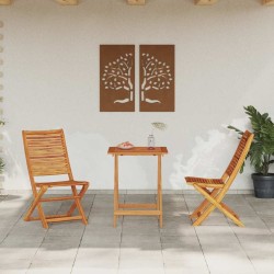 Set de meubles d'extérieur 3 pcs Bois naturel 60 x 60 x 75 cm 