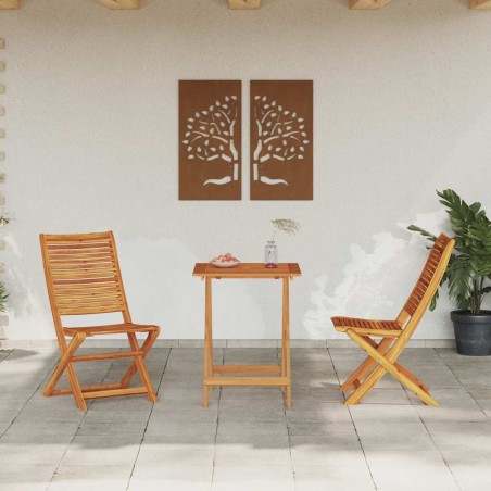 Set de meubles d'extérieur 3 pcs Bois naturel 60 x 60 x 75 cm 