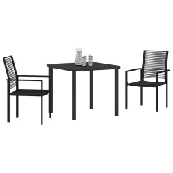 Ensemble de jardin de 3 pièces en rotin noir 