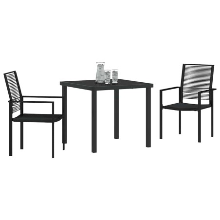 Ensemble de jardin de 3 pièces en rotin noir 