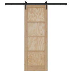 Porte Coulissante avec Jeu de Quincaillerie 73.5x211 cm Bois Massif en Pin 