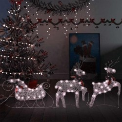 Décoration de Noël Rennes avec traîneau 60 LED Extérieur Doré  