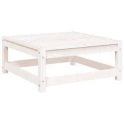 Repose-pied de jardin blanc 70x70x30 cm bois de pin massif 