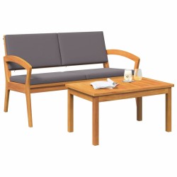 Ensemble Bistro 2 Pièces avec Coussins en Bois Massif d'Acacia 