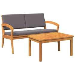 Ensemble Bistro 2 Pièces avec Coussins en Bois Massif d'Acacia 