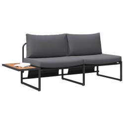 Canapé de jardin 2 places avec coussins anthracite 