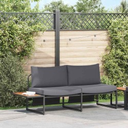 Canapé de jardin 2 places avec coussins anthracite 