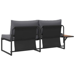 Canapé de jardin 2 places avec coussins anthracite 