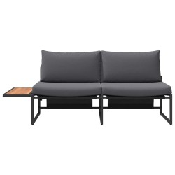 Canapé de jardin 2 places avec coussins anthracite 