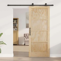 Porte coulissante avec kit de quincaillerie 83x202 cm en bois de pin massif 