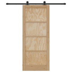 Porte coulissante avec kit de quincaillerie 83x202 cm en bois de pin massif 